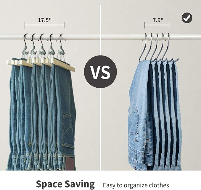 Metal Pants Hanger 20 Pack Open Ended Jeans Hangers Closet Space Saving for Trouser/Blanket/Jeans, Non Slip Hangers Strong Durable