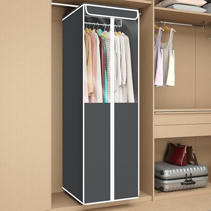 Univivi Garment Bags for Hanging Clothes, 2 Pack Large Clothes Storage Bags Closet Organizer with Clear Window, Premium Hanging Garment Storage Bag for Suits, Coats, Dresses, 54" (Dark Grey)