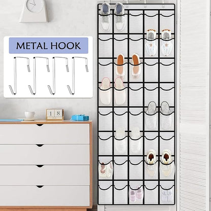40 Over the Door Shoe Organizer, Hanging Shoe Organizer, for Closet Behind the Door Storage Holder for Entryway Bedroom Dorm, Both men's and women's shoes can be stored (White)