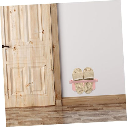Ciieeo 4pcs Wall Mounted Foldable Shoe Rack Sticky Shoes Holder Organizer for Slippers Space Saving Storage Solution for Home Entryway and Closet (White Pink Grey Blue)