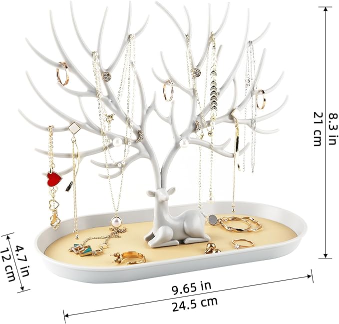 MORE&LESS Antlers Jewelry Display Stand,Tree Tower Rack Hanging Organizer for Ring Earrings Necklace Bracelet