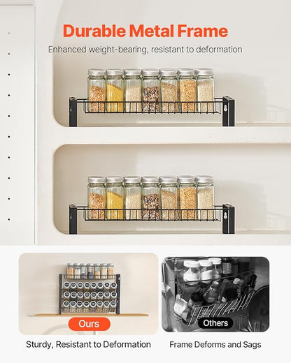 VEVOR Detachable Spice Rack Organizer for Cabinet, 4 Tie Stackable Seasoning Organizer, Spice Jars Kitchen Storage for Countertop Kitchen Pantry Cupboard, 15.8x10.7 in