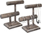 MOOCA 2 Pcs 2- Tier Space Saving Wooden Bracelet Holder Stand, Bracelet Display Stand For Selling, Watch Display, Free assembly, Coffee Color
