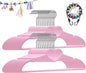 Plastic Hangers 50 Pack, Cute Clothes Hanger Ultra Thin Space Saving - Pink Clothes Hangers with 360 Degree Swivel Hook & Travel Clothesline - Sturdy Adult Coat Hangers for Dress, Shirts, Coats