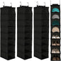 Garvee 3-Tier Hanging Shoe Organizer for Closet, Gray 8-Shelf Storage Holder with 2 Hooks, No Tools Needed Installation, Space-Saving Shelf for Shoes, Purses, Scarves, Accessories (3 Pack)