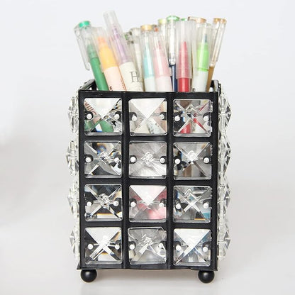 Miaowater Makeup Brush Holder Organizer Cosmetic Brushes Storage Eyeliners Eyebrow Pencil Container Cup (Square, Black)