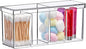 Amazing Abby - Qutie - Acrylic 4-Compartment Makeup Organizer with Lid, Clear Plastic Bathroom Vanity Organizer, Great for Cotton Balls, Cotton Swabs, Makeup Sponges, Lipsticks, and More