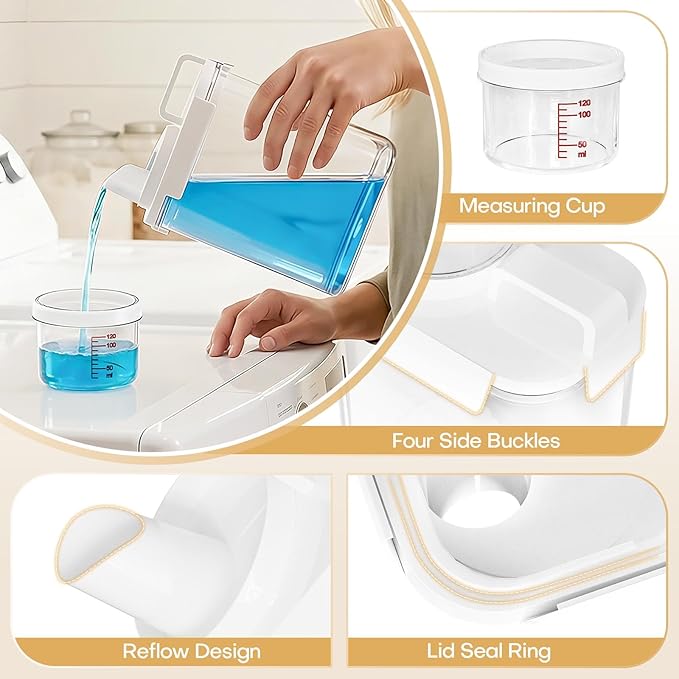 Homde Clear Laundry Detergent Dispenser: 3+2 Pack Reusable Pods Container with Lids for Dryer Balls - Plastic Sheets Holder Set for Scent Booster