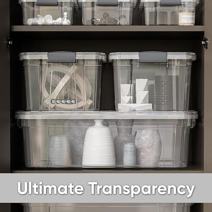 Superio Clear Plastic Storage Bins with Lid, 4.5 Quart Box, Organizing Containers, Stackable Plastic Tote for Home, Garage, Dorm, School, and Office