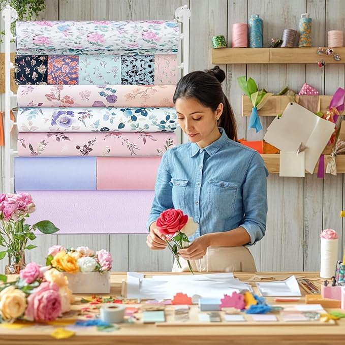 Wall Mounted Scarf Holder, Ribbon Storage Organizer, Tie Silk Towel Organiser, Multi-functional Metal Shelf, 7 Tier Metal Bow Organiser,White Ribbon Holder for Craft Rooms, Flower Shops, Offices