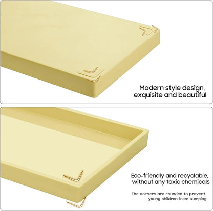 Vanity and Bathroom Tray, 9.8" ABS Countertop Organizer,Waterproof Vanity Tray for Toilet Tank,Perfume,Soap,Keys,Bathroom Accessories,Kitchen and Bath Trays,Non Slip Small Trays,Gold
