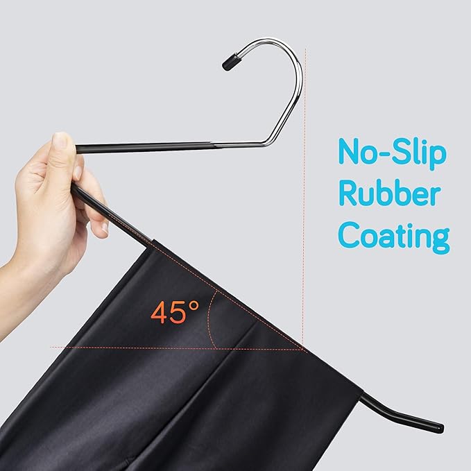 IPOW 24 Pack Heavy Duty Metal Pants Hangers, Jean Hangers for Closet, Open Ended Clothes Hanger for Pant Slack Trouser Scarf, Space Saving, Non Slip