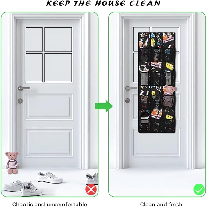 Generic Chemistry Subject Over The Door Shoe Organizer Large Pockets Storage Door Organizer Multi-Layer Pocket Structure to Meet The Storage Needs of Different Items for Children Kids Students