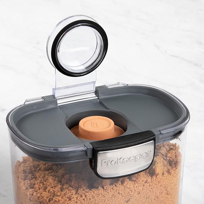 ProKeeper+ by Progressive International Clear Plastic Airtight Food Baker's Kitchen Storage Organization Container Canister Set with Magnetic Accessories (Brown Sugar 1.4-Quart)
