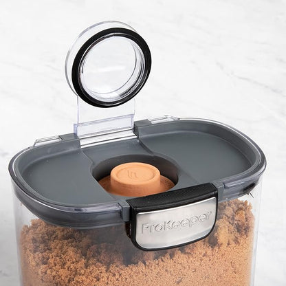 ProKeeper+ by Progressive International Clear Plastic Airtight Food Baker's Kitchen Storage Organization Container Canister Set with Magnetic Accessories (Brown Sugar 1.4-Quart)