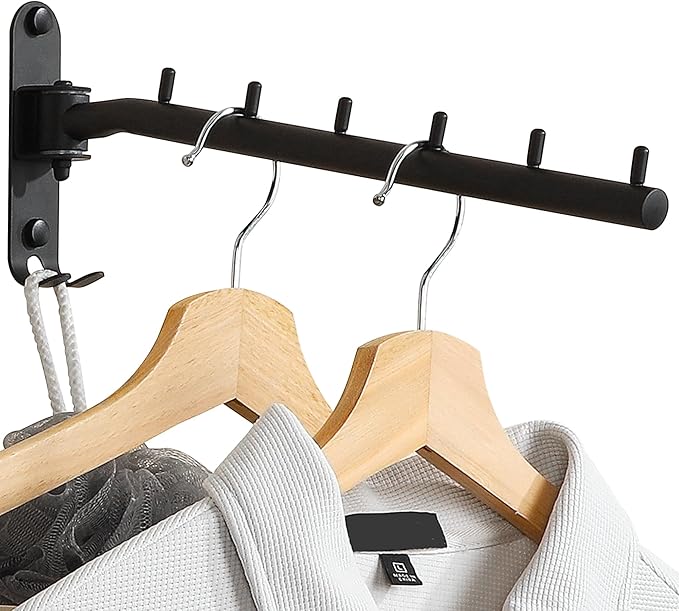 Alise Wall Mounted Drying Rack,Swivel Clothes Drying Rack Stainless Steel,Space Saving Clothes Hanger Rack,Heavty Duty Clothes Wall Drying Rack for Laundry Closet Bedroom/Bathroom,Matte Black
