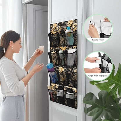 Dragon Over The Door/Wall Shoe Organizers,Space Saving Hanging Storage Holder,Hanging Shoe Organizer with 12 Mesh Large Pockets,Closet Rack for Home Bedroom Bathroom,Foldable