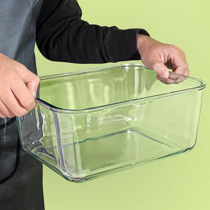 Large Glass Storage Containers with Lids 200oz/6000ml - Borosilicate Extra Large Glass Food Storage Containers for Rotisserie Chicken, Turkey - XL Big Glass Bowl Airtight Freezer to Oven Safe