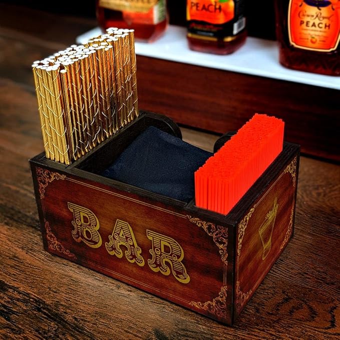 Wooden Utensil Holder Napkin Bar Caddy Parent (Vintage Bar)