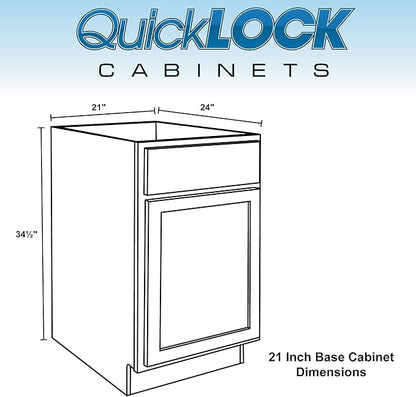 Quicklock RTA (Ready-to-Assemble) | Base Kitchen Cabinets - Shaker Style | Made in America (Raw Maple, 21" Wx34.5 Hx24 D Base)