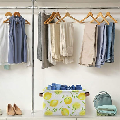 Fresh Lemons Pattern Rectangle Storage Bin, 15 x 11 x 9.5 in, Collapsible Organizer Storage Basket for Home Décor