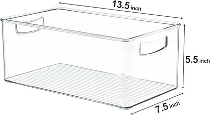 Hudgan 2 Pack Deep Freezer Organizer Bins, Straight Side Stackable Chest Freezer Storage Bins, Pantry organizers and Storage, Food-Grade Plastic