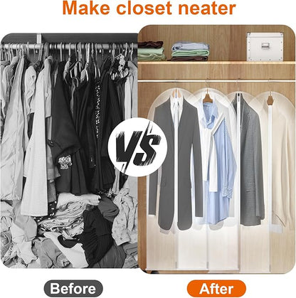 Kifmurase 40" All Clear Garment Bags for Hanging Clothes, 15 Packs Suit Bags for Closet Storage, Plastic Dustproof Suit Cover Bag Clothes Protectors Bag with Zipper for Coats Jackets Shirts Closet