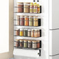 Magnetic Spice Rack For Refrigerator, Space Saving Magnetic Shelf For Fridge Matt Black 4 Pack With Magnetic Paper Towel Holder