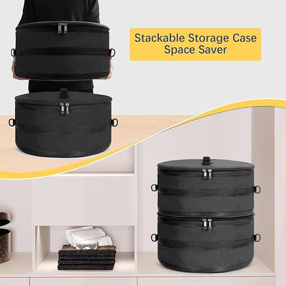 WOMACO Hat Box for Travel, Hard Shell Hat Storage Case for Cowboy Hat, Collapsible Hat Organizer Bag with Handle and Shoulder Strap (Black, Large)