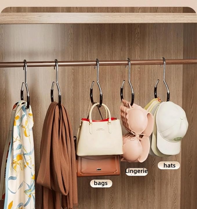 10 Pack Hat Hangers for Closet - Nonslip Space Saving Steel Hat Rack for Baseball Caps, Versatile Hanger Organizer for Belts, Vest, Ties and Scarves (Black)