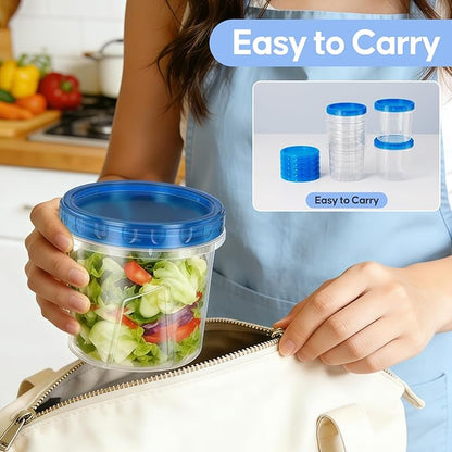 [12 Pack-24 Oz] Freezer Storage Containers Set, Small Plastic Containers with Twist Top Lids, Reusable Soup Containers for Meal Prep, Lunch, Leftovers