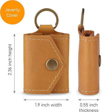 Leather Keychain Ring Holder, Wedding Ring Travel Case, Engagement Ring Holder, Ring Pouch Bag, Workout and Gym Ring Holder (Vintage Brown)