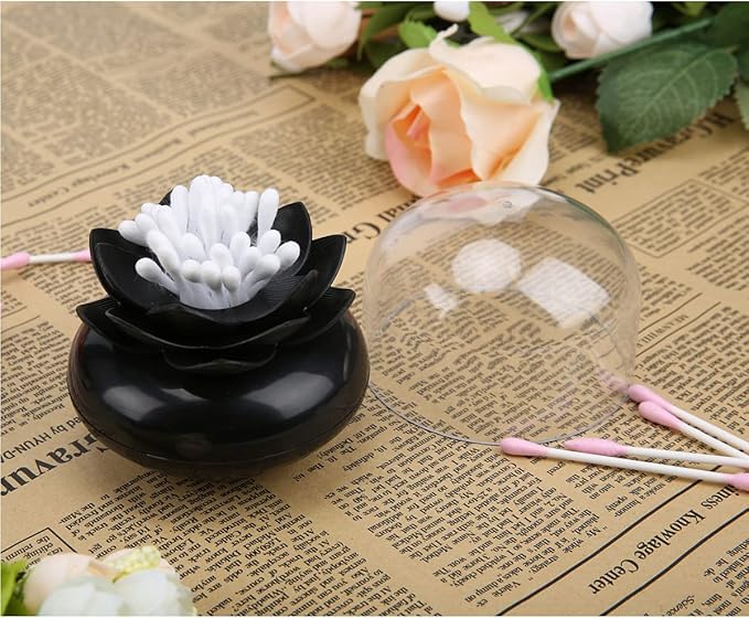 Bloss 2 Pack Louts Qtip Holder Dispener Holder Cotton Swabs Bud For Cotton Swab Toothpicks Bathroom Decor - (Green + Black)