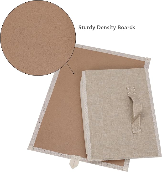 Collapsible Sorage Bins, Storage Cubes Baskets Collapsible Fabric Storage Boxes with Handles for Home and Office (Set of 4, Beige, 15.4 x 11.4 x 7.91inch)