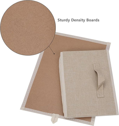Collapsible Sorage Bins, Storage Cubes Baskets Collapsible Fabric Storage Boxes with Handles for Home and Office (Set of 4, Beige, 15.4 x 11.4 x 7.91inch)