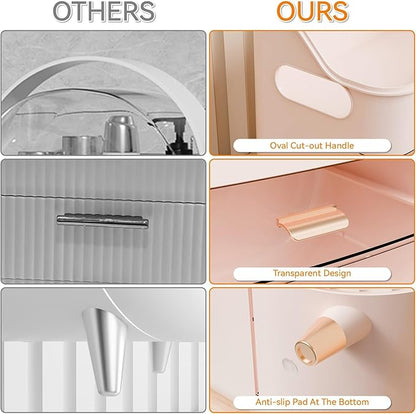 Yieach Pink Make up Organizers for Counter,Vanity and Dresser,Bathroom Makeup Organizer Countertop,Large Makeup Storage Organizer for Hair Tool,Beauty Products,Skin Care and Cosmetic Display Cases