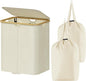 Lifewit 120L Double Laundry Hamper with Lid, Large Laundry Basket with Removable Bag & Bamboo Handles, Fodable Tall Dirty Clothes Hamper for Laundry Collapsible Bin for Bathroom Bedroom Dorm, Beige