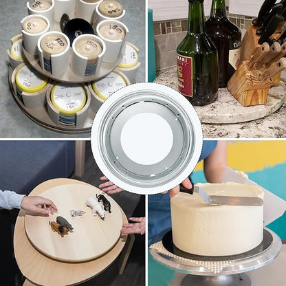 9 Pack 12" Lazy Susan Turntable Bearing Plate, Heavy Duty 1000lbs Load Capacity, Lazy Susan Turntable Ball Bearing for Rotating Table, Serving Tray, Kitchen Storage(Silvery)
