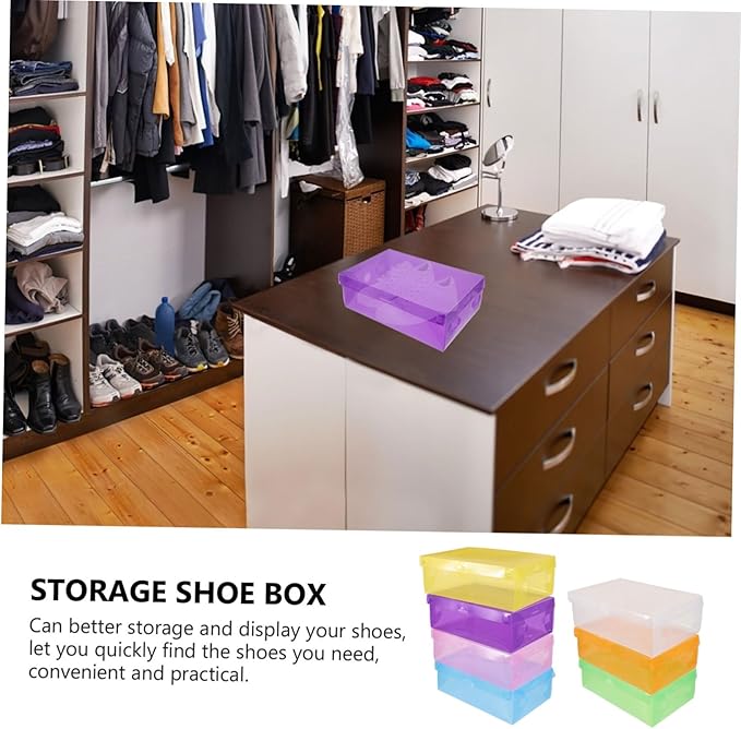 7pcs Stackable Plastic Sneaker Storage Boxes Thickened Shoe Organizer Lid for High Heels Boots Accessories Transparent Design for Neat Home Organization