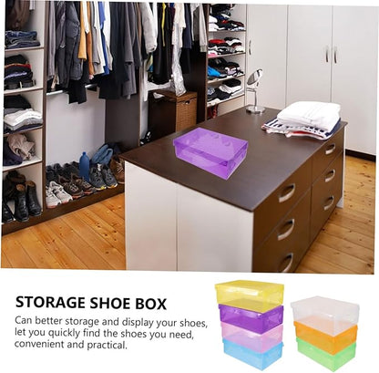 7pcs Stackable Plastic Sneaker Storage Boxes Thickened Shoe Organizer Lid for High Heels Boots Accessories Transparent Design for Neat Home Organization