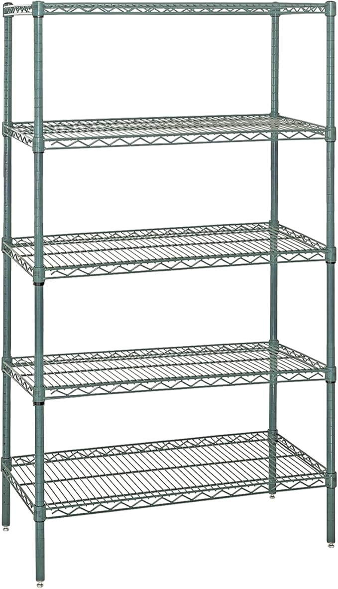 QUANTUM STORAGE SYSTEMS WR63-1854P Starter Kit Wire Shelves Green Epoxy 4 Shelves 63" H x 54" W x 18" D