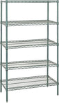 QUANTUM STORAGE SYSTEMS WR63-1854P Starter Kit Wire Shelves Green Epoxy 4 Shelves 63" H x 54" W x 18" D