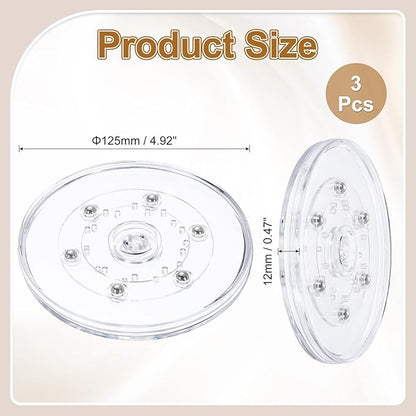 uxcell 3Pack Acrylic Lazy Susan Turntable, 5" Spinner Lazy Susan Turntable Organizer, Acrylic Ball Bearing Rotating Tray for Pantry Spice Rack Decorating, Clear