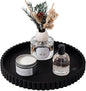 Round Bathroom Tray Silicone Kitchen Counter Decor Vanity Organizer Decorative Coffee Table Tray for Perfume, Candle, Soap Dish, 10 Inch, Black