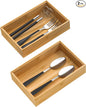 VeyFey Silverware Tray for Drawer, Stackable Kitchen Bamboo Drawer Organizer 9" x 6" x 2" Set of 2