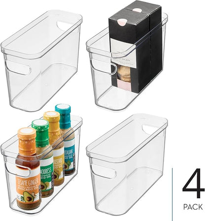 iDesign Plastic Pantry Bin for Kitchen Organizing - Storage Bin with Handles - Set of 4 - Clear