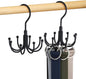 Belt Hanger, 2 Pack Rotatable Belt Organizer Rack for Closet Sturdy Max 48 Belts Storage with 16 Hooks, Hanging Space Saving Closet Organizers for Belts Holder, Black