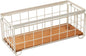 TIEYIPIN Metal Wire Storage Basket, Toilet Paper Roll Holder Wood Base Countertop Decor Box Toilet Tank Shelf Cabinet Organizer for Bathroom Pantry Garage Bedroom Livingroom - Cream White
