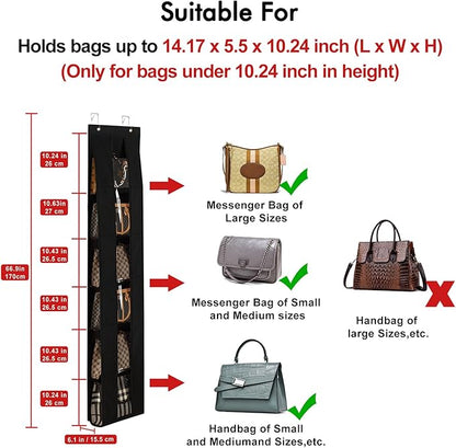 Lirex Over the Door Organizer, 2 Pack Handbag Storage with 6-Tier Space-Saving for Door or Closet, Handbag Hanger, Black