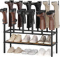YATINEY Shoe and Boot Rack Organizer, Tall Boots Rack for Closet, Cowboy Shoes Storage, 3 Tier Shoe Racks Organizer Holds 10 Pairs, Black and Rustic Brown SS09BRY1